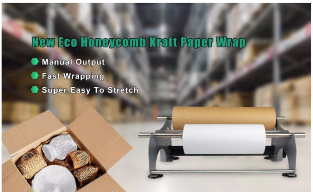 100% Recycle Roll Packaging Wrapping Kraft Dispenser Cushion Honeycomb Paper Dispenser